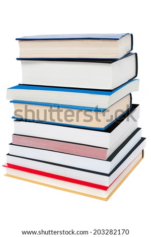 Stack of books on a white background