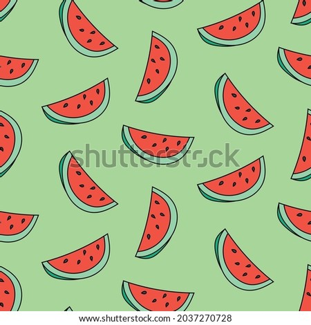 Watermelon slice Seamless Pattern Vector.