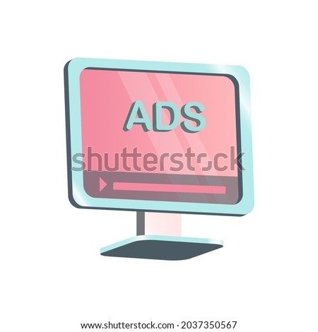 This set is about 3D monitor ads with flat and pastel color 