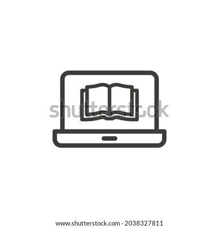 laptop with book icon on white background.