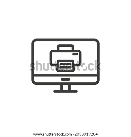 Desktop computer with printer icon and white background