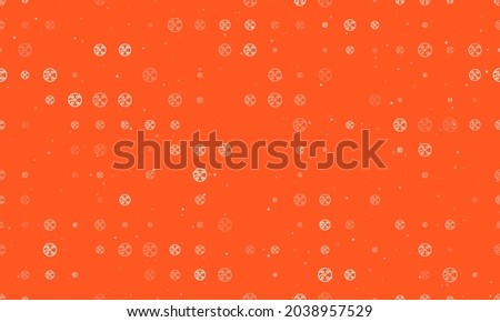 Seamless background pattern of evenly spaced white electrical board symbols of different sizes and opacity. Vector illustration on deep orange background with stars