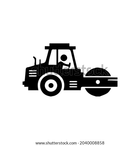Road roller icon logo illustration silhouette illustration black and white