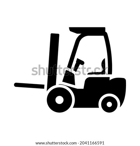 Warehouse Forklift Icon. Black Stencil Design. Vector Illustration.