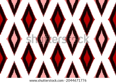 seamless pattern of red and pink Ikat ethnic on white background. seamless pattern for textile, card, wrapping paper, scene.