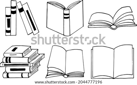 books set icon. sketch hand drawn doodle style. vector, minimalism, monochrome. library, learning reading lettering