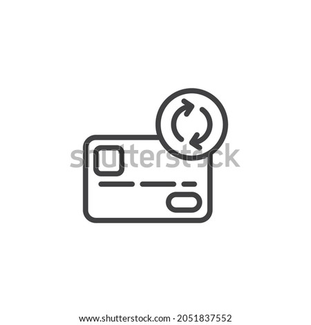 Bank card exchange line icon. linear style sign for mobile concept and web design. Credit card with arrows outline vector icon. Cashback symbol, logo illustration. Vector graphics