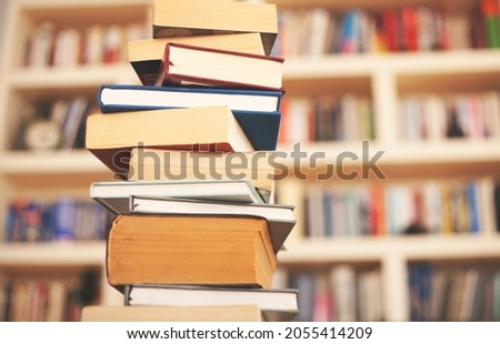 book in library with textbook, education learning concept