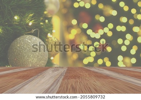 Christmas holiday background with empty rustic table