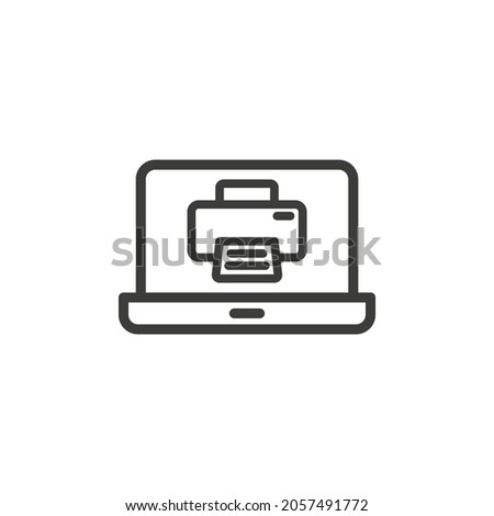 Laptop with printer icon on white background