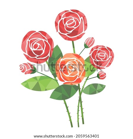 Illustration of a bouquet of roses (white background, vector, cut out)