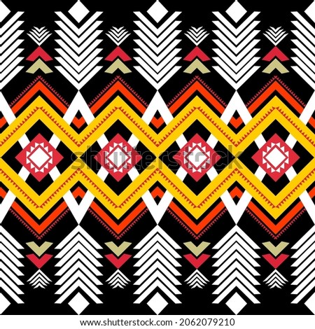 Geometric ethnic pattern seamless design for background or wallpaper. Ikat fabric pattern design concept. indian pattern fabric.black and white color patern.