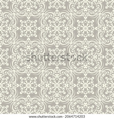 Seamless brown background with light pattern in baroque style. Vector retro illustration. Ideal for printing on fabric or paper for wallpapers, textile, wrapping. 