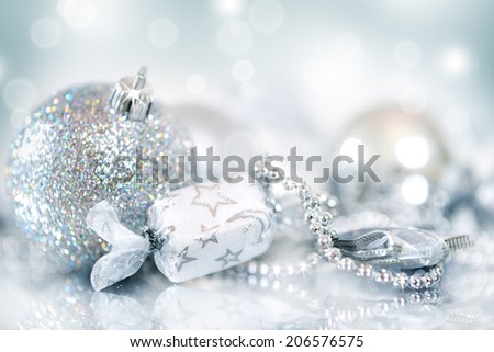 Christmas decoration. Christmas balls on blue background