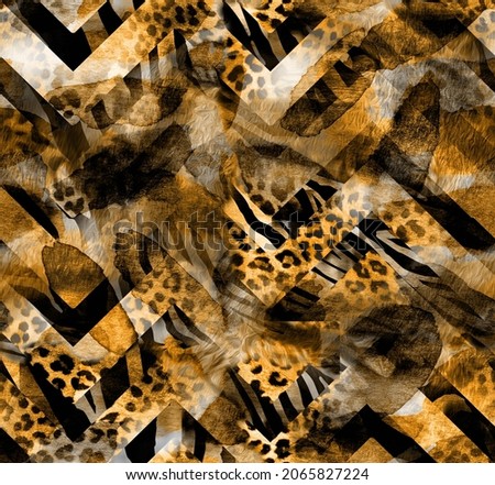 Seamless repeating pattern,endless colored leopard, and zebra themed print pattern.Animal print, leopard texture background,texture of print fabric stripes leopard for background,fabric pattern