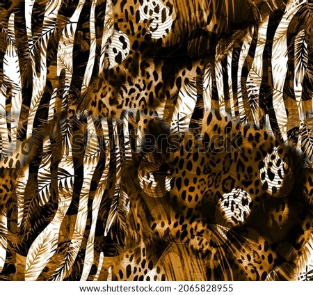 Seamless leopard fur pattern. Fashionable wild leopard print background. Modern panther animal fabric textile print design.Fashion pattern and textile printing.Paisley, striped fabric print pattern