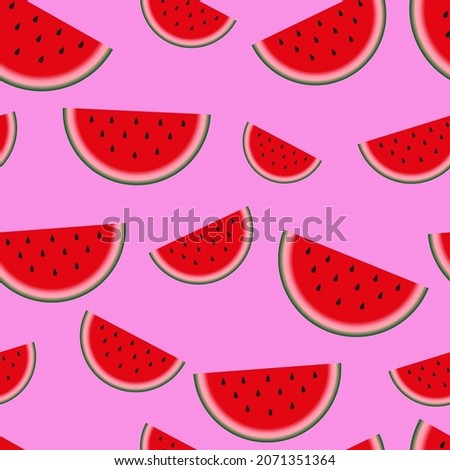 Watermelon seamless hand drawn pattern. pink Vector illustration. summer print