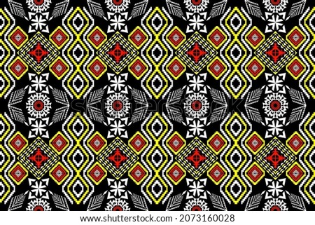 Beautiful geometric ethnic art pattern traditional. Design for carpet,wallpaper,clothing,wrapping,batik,fabric,Vector illustration.embroidery style.