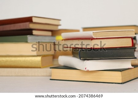 Stack of books on white background.Illustration for books, learning, culture, writers, literary works 