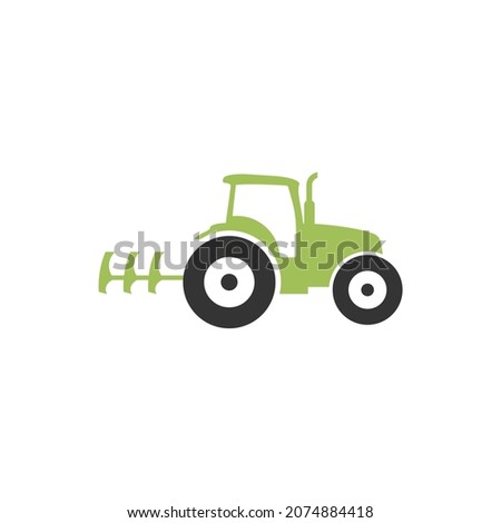 Green tractor icon isolated on white