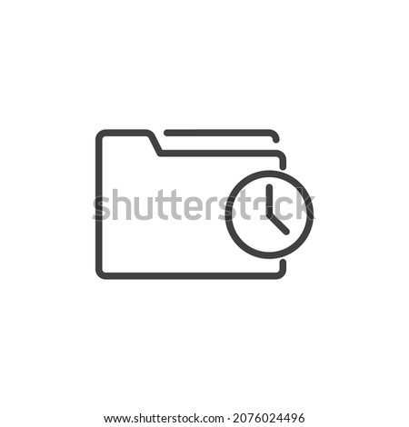 Folder file history line icon. linear style sign for mobile concept and web design. Document folder archive and clock outline vector icon. Symbol, logo illustration. Vector graphics