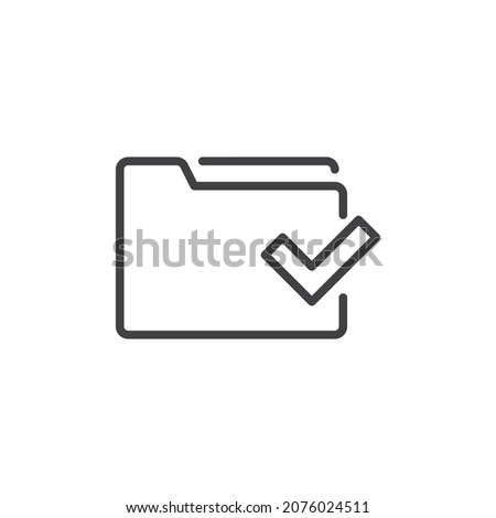 Confirmed folder file line icon. linear style sign for mobile concept and web design. Folder with check mark outline vector icon. Symbol, logo illustration. Vector graphics