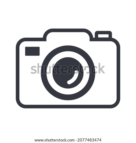 camera icon on white background flat