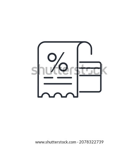 Sales receipt with a discount. Vector linear icon isolated on white background.