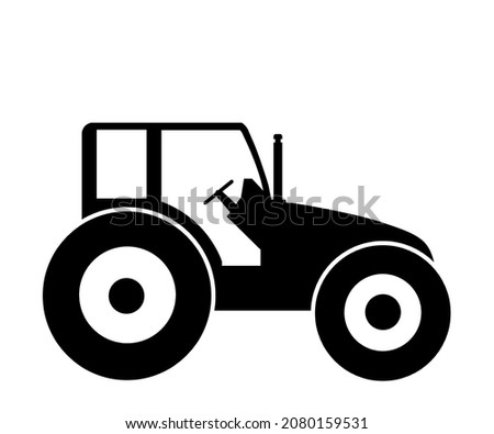 Tractor black icon, flat style