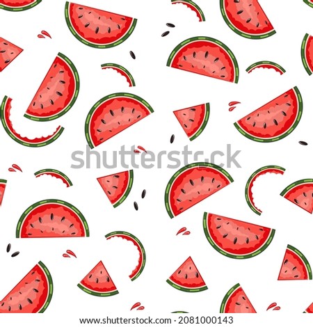 Pattern watermelon slices with seeds isolated on a white background