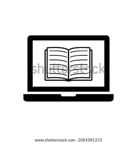 laptop with book icon vector online education sign 