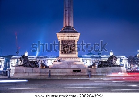 Night view of Trafalgar square in United Kingdom, London