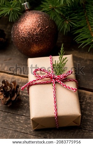 New Year and Christmas gifts under a tree. Winter holidays concept.
