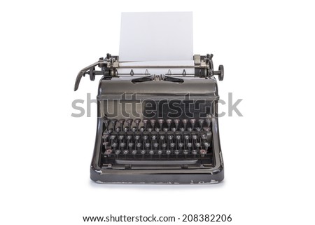 Black old Typewriter isolated on white background