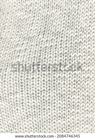 Cotton white fabric woven canvas for winter design. Acrylic or cotton white handmade knit fabric canvas texture.