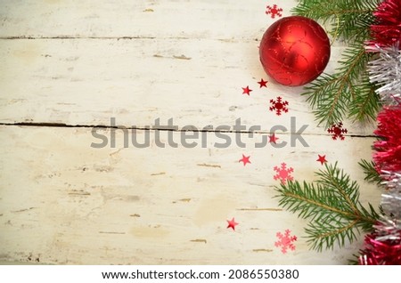 Christmas holidays composition on white wooden background with copy space for your text