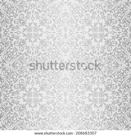 Silver gray baroque vintage seamless pattern, bright