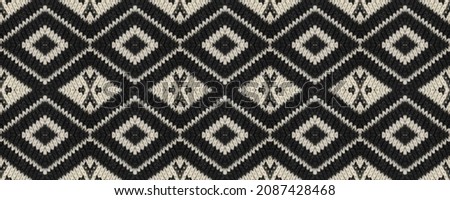 Seamless Ethnic Ornament. Wicker Embroidery Calm Print. Russian Folk Design. Retro Strips Embroidered. Wicker Native Thread. Rug macrame Rustic Picture.
