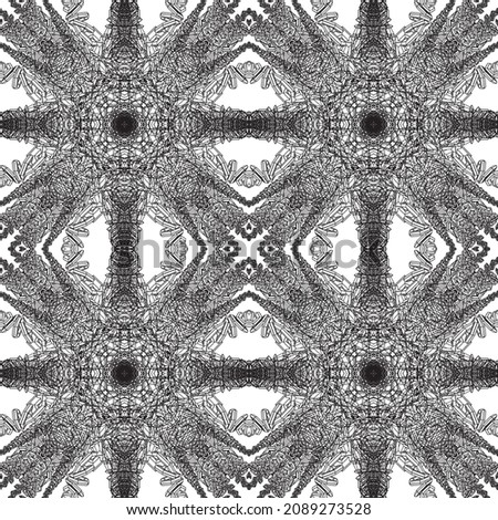 Seamless abstract fractal pattern of black lines.