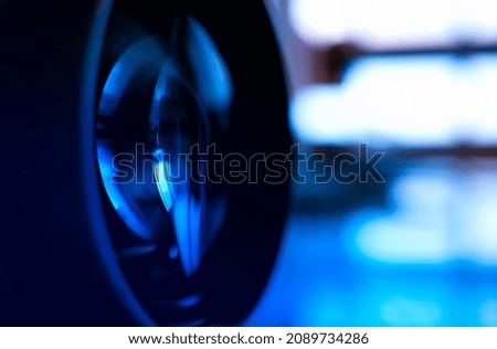 Blue optical lens bokeh abstract background