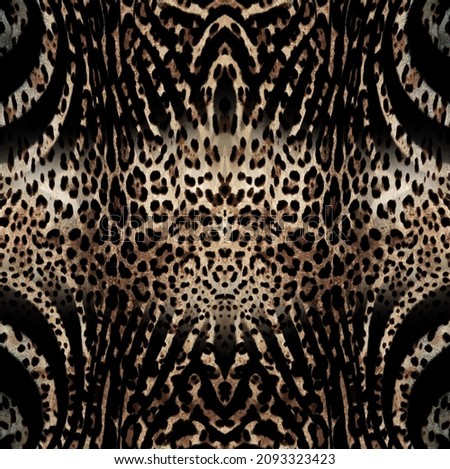 Seamless leopard and zebra texture, mixed animal print.