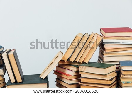many books to study in the library on a white background