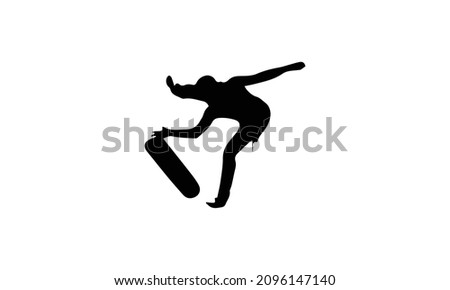 Black silhouette of an athlete skateboarder in a jump, vector illustration design