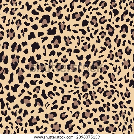 Leopard print vector seamless pattern, yellow background, trendy modern print pattern.