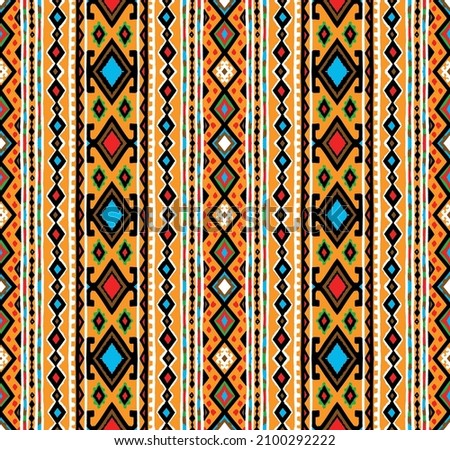 Tribal vector seamless pattern. Hand drawn abstract background. Folk stripes and diamonds