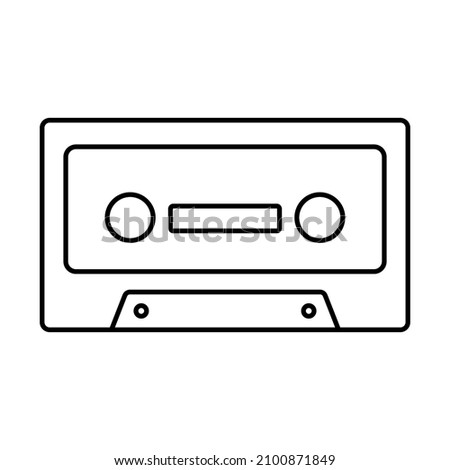 audio cassette icon on white background, vector illustration.