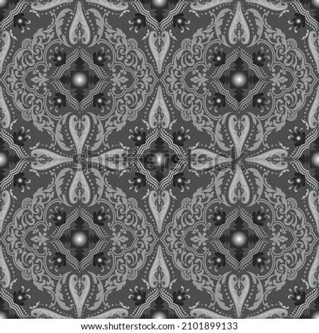 Victorian medallion vector repeat in shades of gray