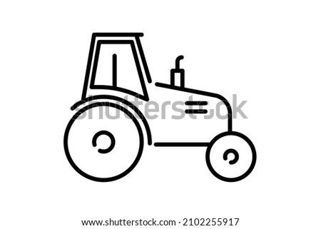 Line tractor truck icon.  Farm tractor  vector sign. farmer logo 