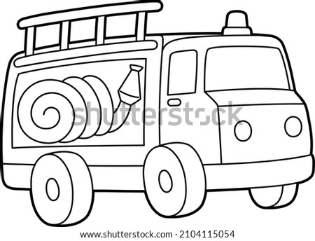 Fire Truck Coloring Page Isolated for Kids