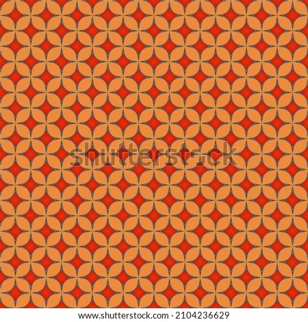 Vector, Seamless, Abstract Image in The Form of Red Stylized Rhombuses, Arranged in A Checkerboard Pattern On an Orange Background